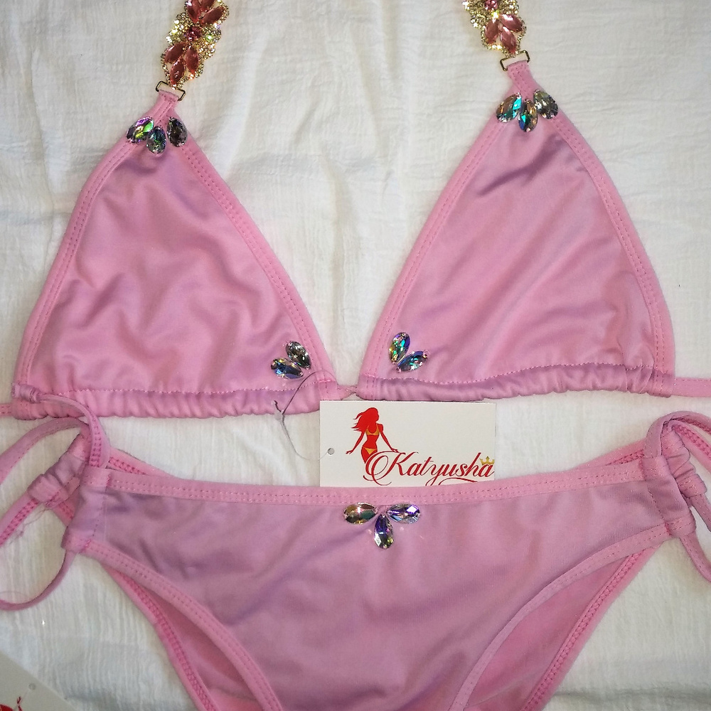 NWT Pink Jewel Scrunch Back Bikini - Picture 6 of 8